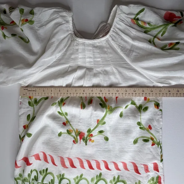 NWT Banjanan‎ Oana Puff Sleeve Top XS Watermelon Wat Artsy Silk Blend Cottage - Image 15