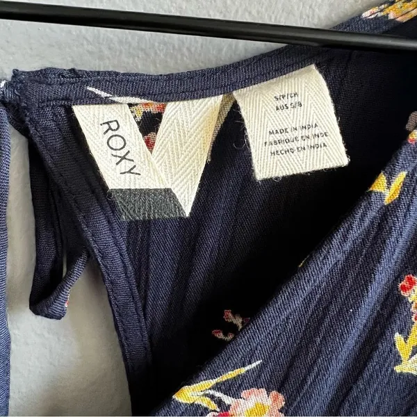 Roxy Rush Minute Short Sleeve Midi Dress Navy Floral Size Small - Image 13