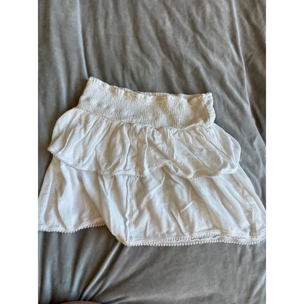 Sim & Sam Womens White Strapless Smocked Tiered Ruffle Pom Pom‎ Trim Tube Top S - Image 6