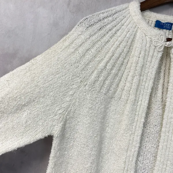 Susan Ess Womens Cardigan Size Large Boucle Frog Closure Sweater Cottage Twee - Image 5