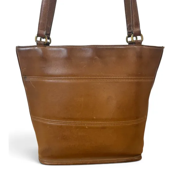 Vintage 90's Coach 9093 Tribeca Shopper Zip Top Tote Bag Y2K British Tan Leather - Image 3