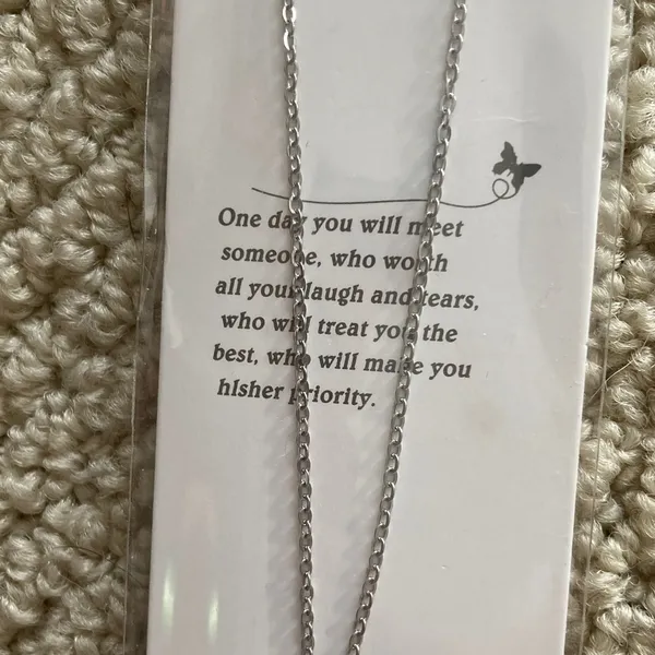 NEW Interlocking Heart Pendant Necklace Stainless Steel Love Double Silver NWT - Image 4