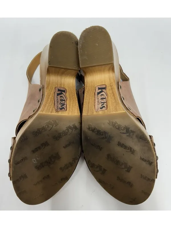 Korks KORK-EASE Platform Block Heel Leather Upper Wedge Sandal 9/40.5 Nude Tan - Image 7