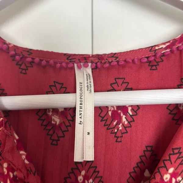 By Anthropologie pink boho dolman sleeve blouse M - Image 5
