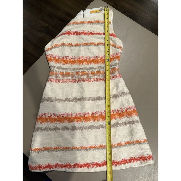 ALICE + OLIVIA Women's Ivory Orange Gray Textured Sleeveless Sheath Mini Dress 2 - Image 9