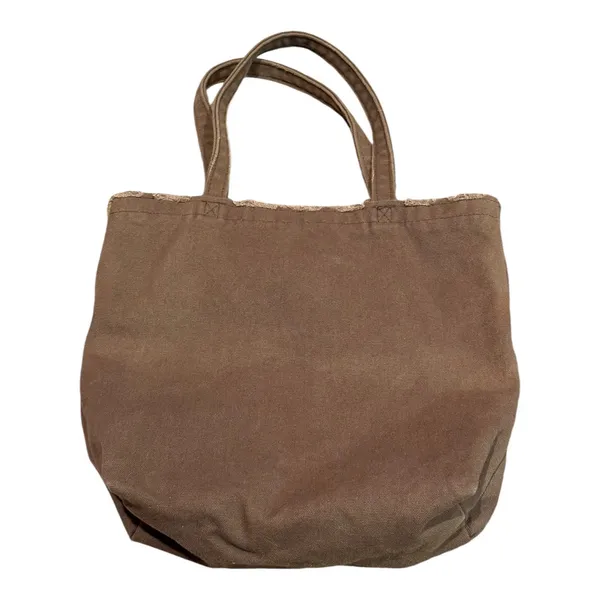 Urban Outfitters Smile Patch Distressed Canvas Brown Tote Bag - Image 7