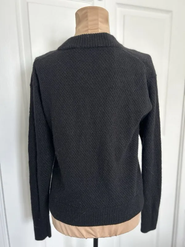 Quince Baby Alpaca Wool Diamond Stitch Crew Neck Sweater Black Size S - Image 10
