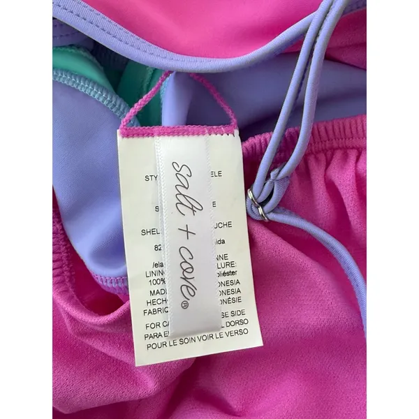 Salt + Cove Colorblock Bikini Top Pink Lavender Teal Size L Beachwear‎ NEW - Image 6