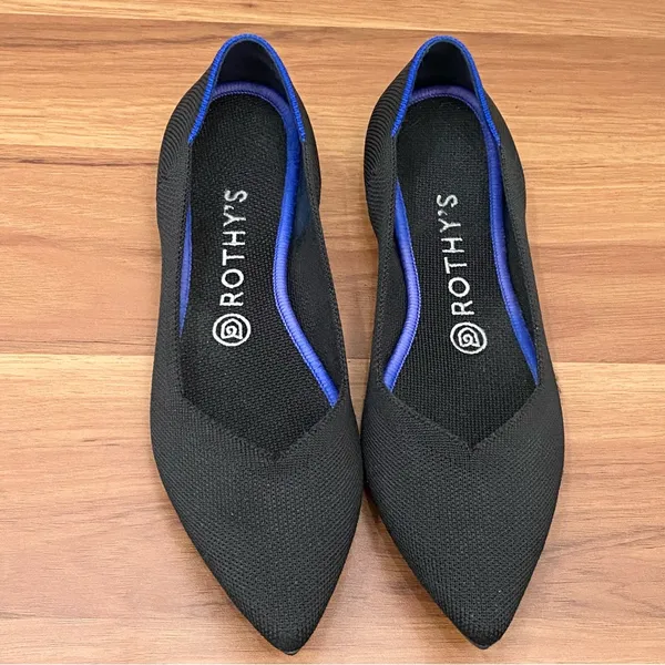 ROTHY’S The Point in Solid Black Ballet Flat Shoes Sustainable Knit Flats Size 8 - Image 2