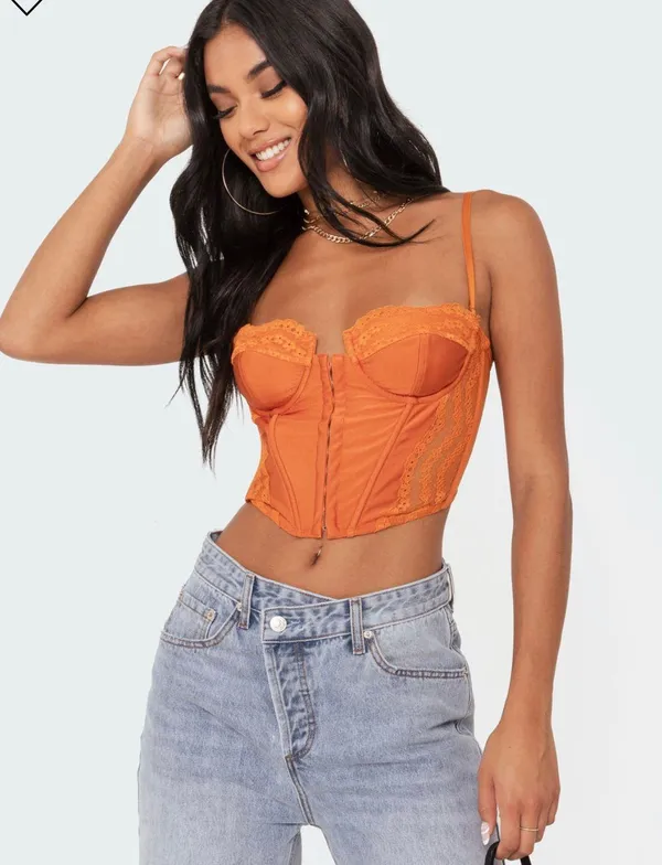 Edikted Payton Lace Corset Orange - Image 2
