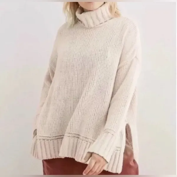 Aerie White Chunky‎ Oversized Chenille Knit Turtleneck Sweater - Image 8