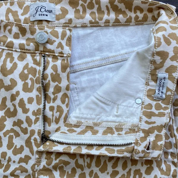 💎 J CREW Skinny Jean Womens Sz 28 Toothpick High Rise Tan Leopard Safari Jungle - Image 3