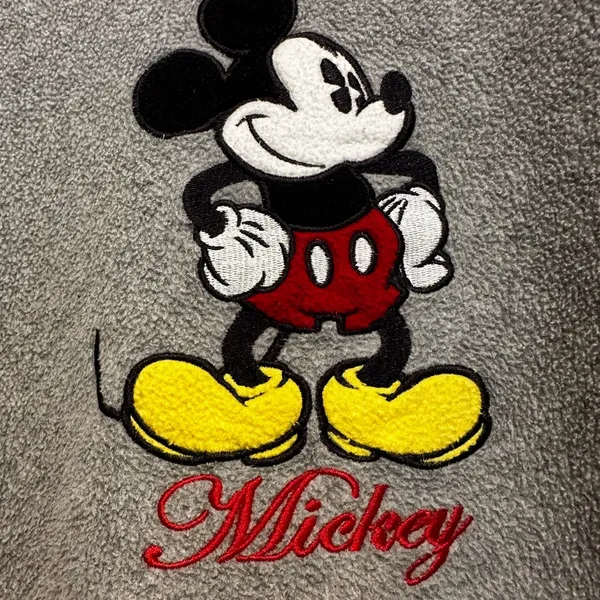VTG 90s Y2K Mickey Mouse Disney XLarge 16/18 Grey Red Crewneck Pullover Fleece. - Image 7