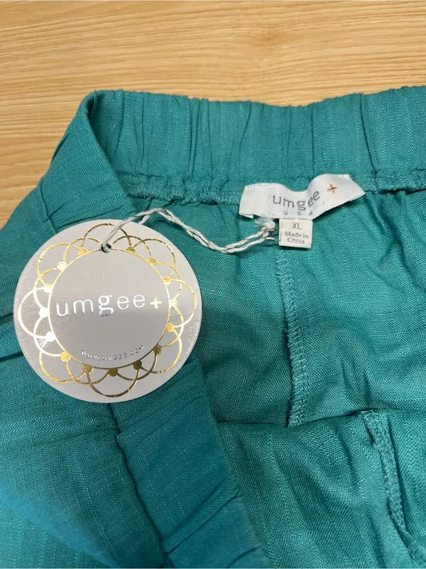 Umgee USA Teal Linen Blend Scallop Hem Shorts Size XL NWT - Image 6