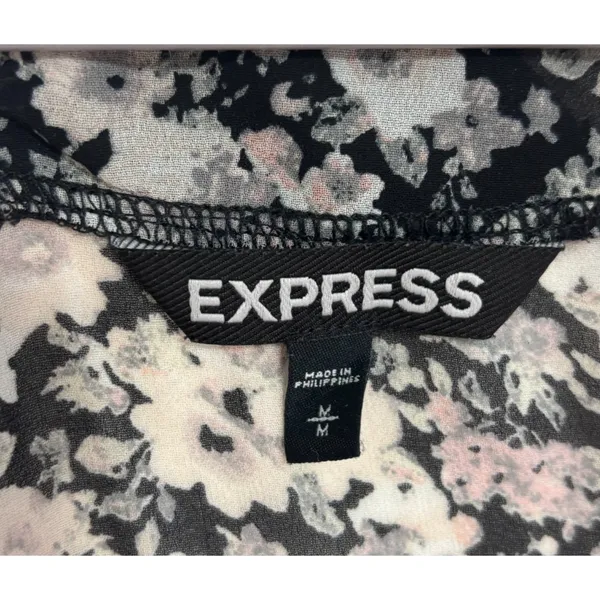 Express Floral Print Chiffon‎ Sleeveless Wrap Top Bodysuit Sz M Coquette Y2K - Image 5