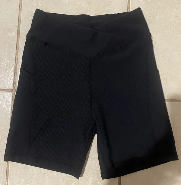 Amazon Black Crossover Biker Shorts Ribbed - Image 2