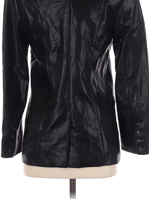 Z Supply Sandelle Black Faux Leather Blazer XS Going Out Indie Minimalist Edgy - Image 7