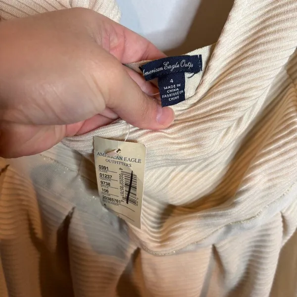 NWT American Eagle cream ribbed open back dress - Image 3