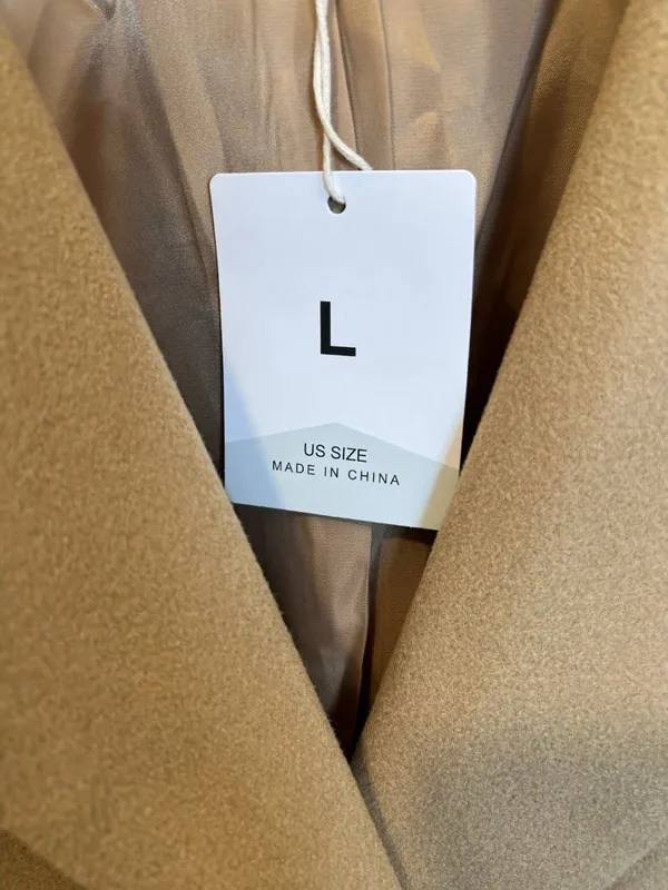 Fashion Women’s Camel Wool Blend Winter Coat Large Long Classic Elegant NWT - Image 8