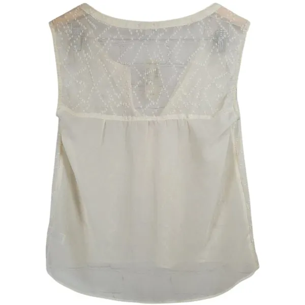 American Eagle Outfitters Cream Textured‎ Gauze V Neck Sleeveless Blouse Top S - Image 2