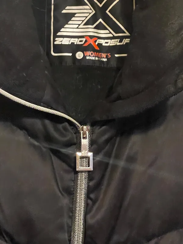 ZeroXposur Jacket Womens Size Lg Black Puffer Down Lined Full Zip w/hood - Image 4