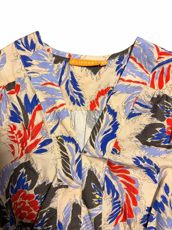 Oliphant Design V-Neck Puff Sleeve Mini Dress Chennai Cobalt Size XS - Image 6