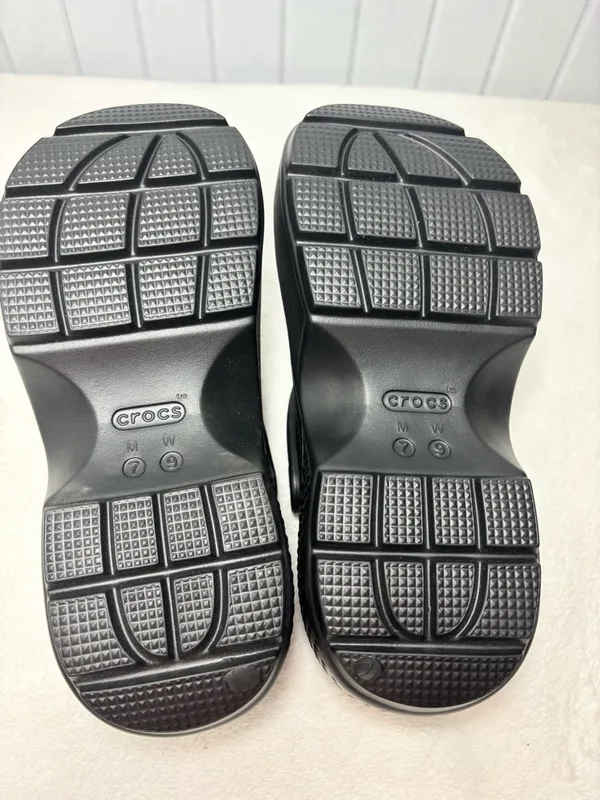 Crocs Stomp platform‎ Black Clogs mens 7 women's 9 triple black elevated NEW - Image 5