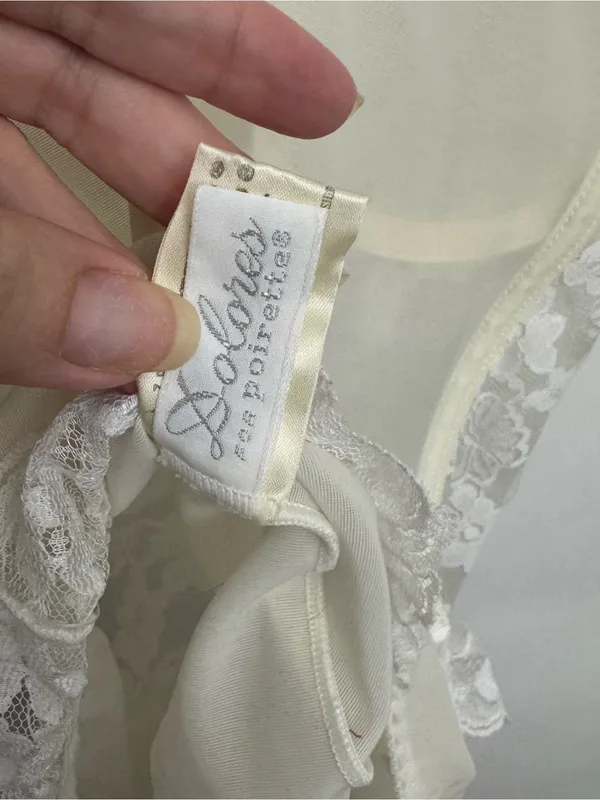 Vintage Union Made Dolores for Poirette Lace Bustier Bodysuit Ivory Lingerie 36 - Image 5