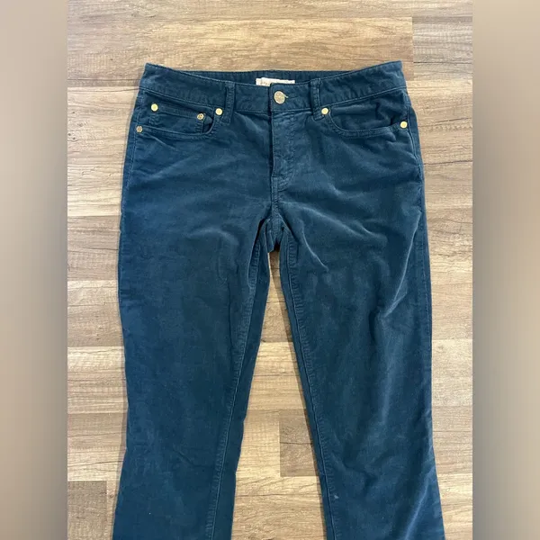 Tory Burch Woman’s Super Skinny Teal Corduroy Cotton Blend Low Rise Jeans 27 - Image 5