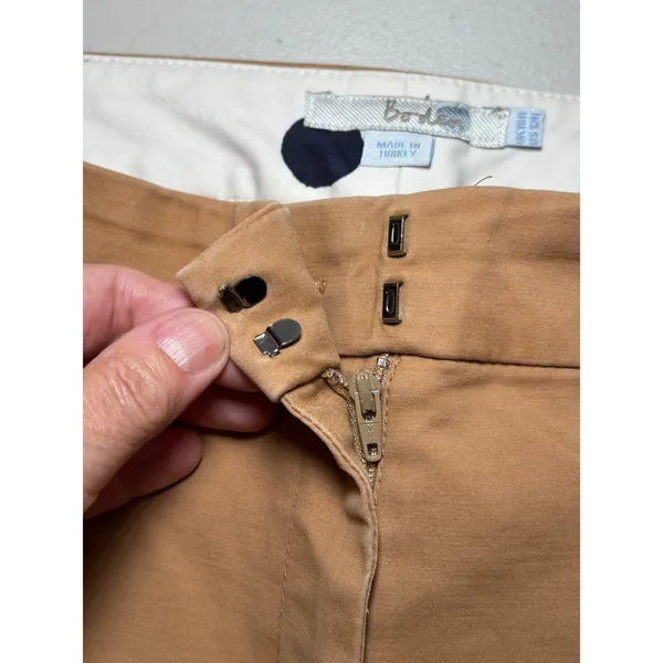 Boden Khaki Cropped‎ Capri Pants Cotton Stretch Tab Front Career 12R - Image 6