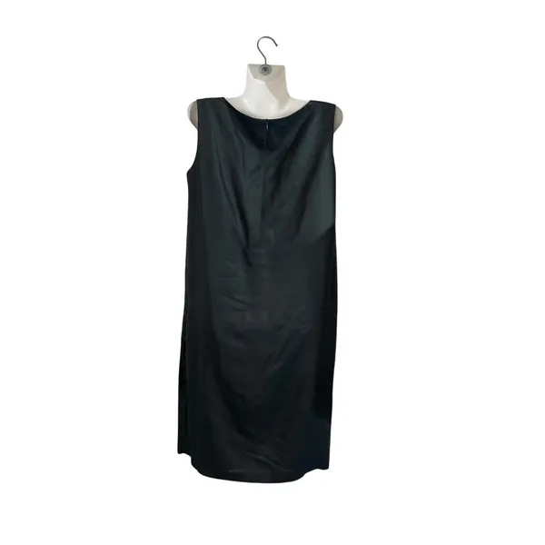 Izzat Baba Classic Black Sleeveless Sheath Dress Minimalist Office Career Wear - Image 2