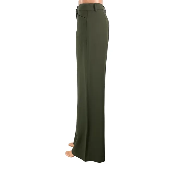 Theory Women's Olive Green High Rise Relaxed Straight Leg Trouser Dress Pants 0 - Image 2