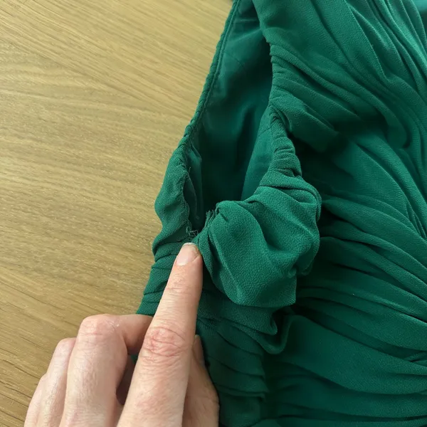 NWT Vera Wang Green Pleated Maxi Dress Gown Size 4 Regency Fairy Wedding FLAWED - Image 11