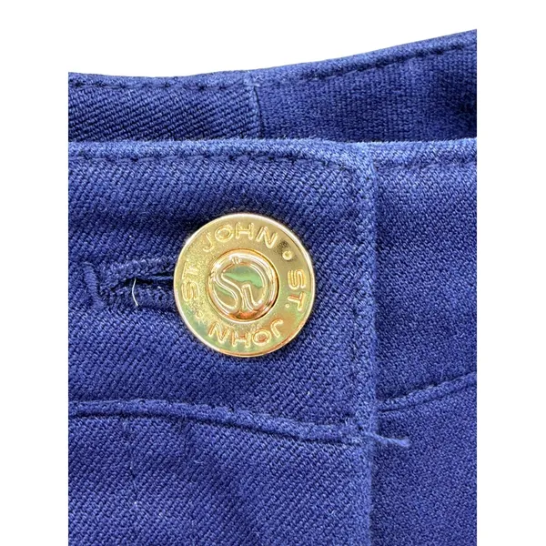 St. John Sport Marie Blue Cargo Pants 10 Gold Button Sailor Wide Leg Straight - Image 2