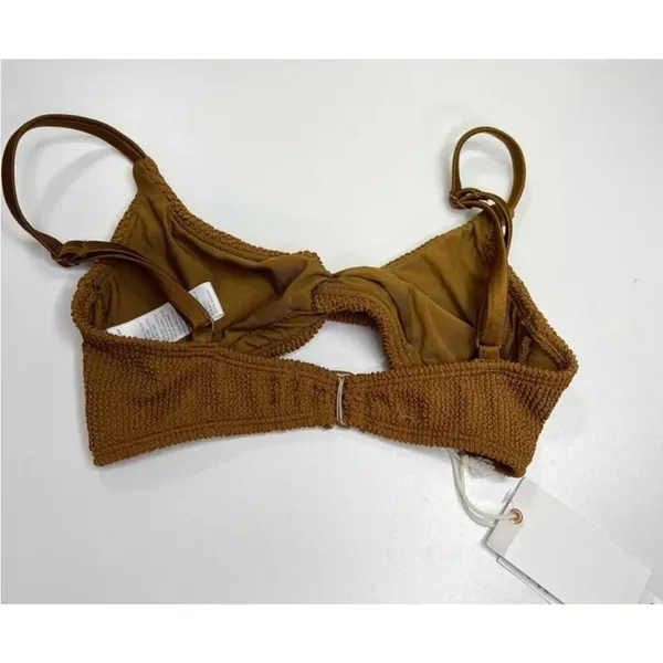NEW Good American Always Fits Large Brown Bronze Crinkle Twist Bikini Top v6x - Image 5
