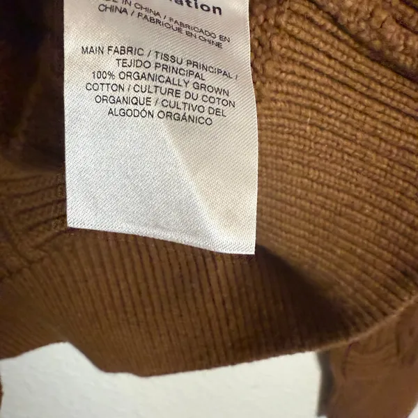 Reformation Winnie Brown Basketweave Organic Cotton Crewneck Sweater Size XL - Image 9