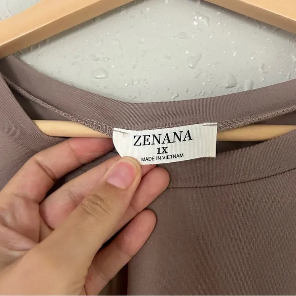🦋 Zenana Outfitters Tan Brown Short Sleeve Tee T-Shirt Casual Lightweight Comfy - Image 2