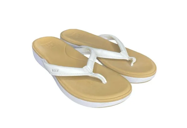 Reef Women's Size 9 Cushion Cloud White Tan Flip Flops Sandals Slip-Ons - Image 11