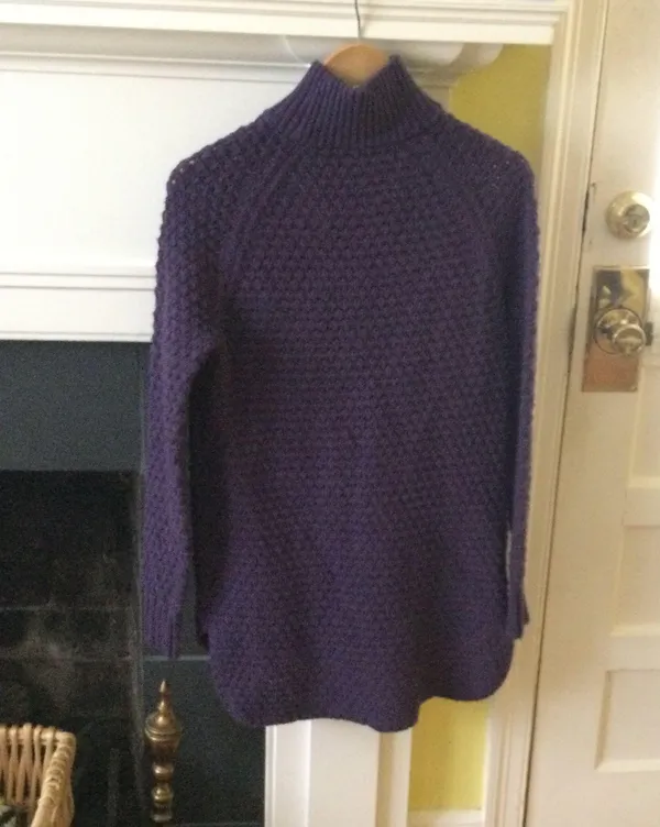 Mockneck Chunky Long Tunic Sweater Purple/Blue - Sz Medium - Image 3