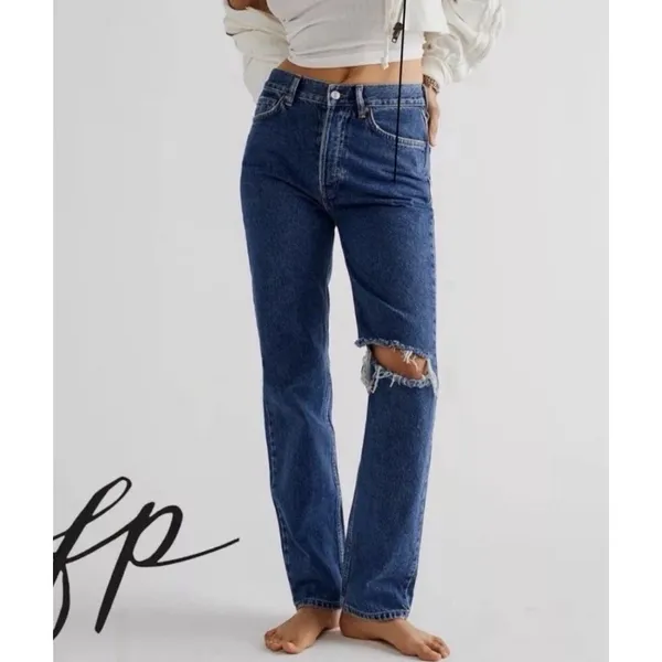 Free People Jeans‎ We The Free Women’s Size 27 The Lasso Sapphire Blue Boho NWT - Image 2