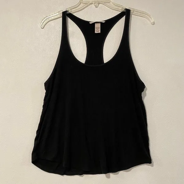 Victoria’s Secret Black Ribbed Racerback Tank Top Size S Lounge Basic - Image 2