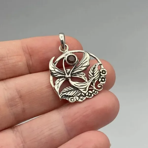 Smoky Quartz Sterling Silver Fairy Pendant - Image 3