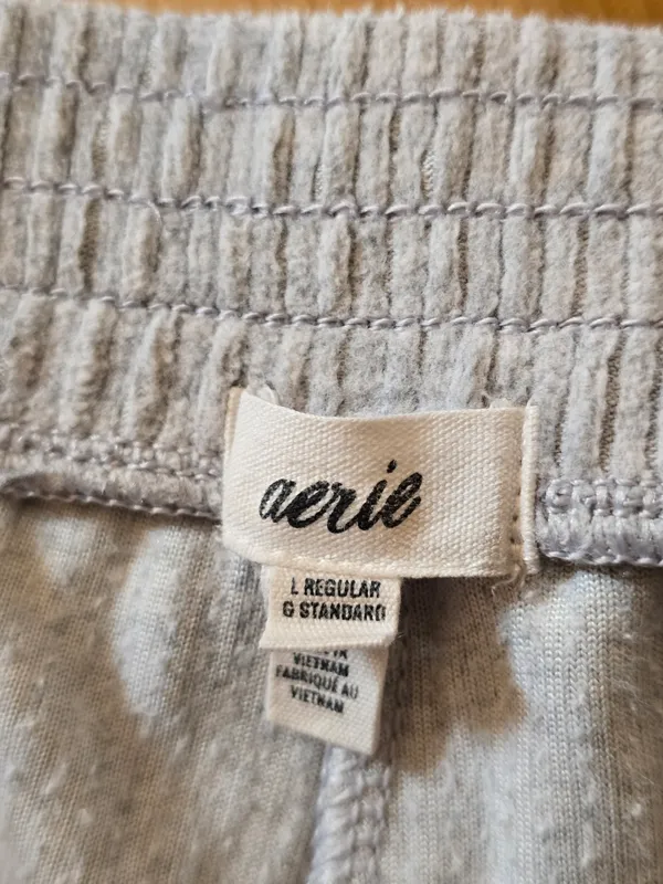 aerie Light Gray Ribbed Flare Pants Large - Image 2