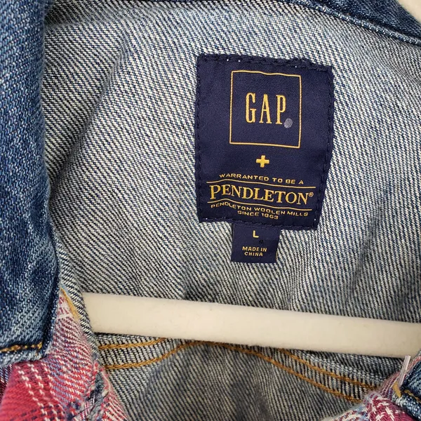 Gap x Pendleton 1969 Icon Denim Jacket Womens L Western Southwestern Collab - Image 3