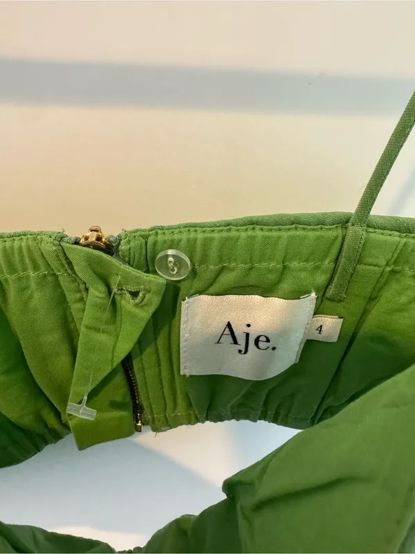 Aje Thea Draped Twist Fern Green Crop Top| Size 4 - Image 5