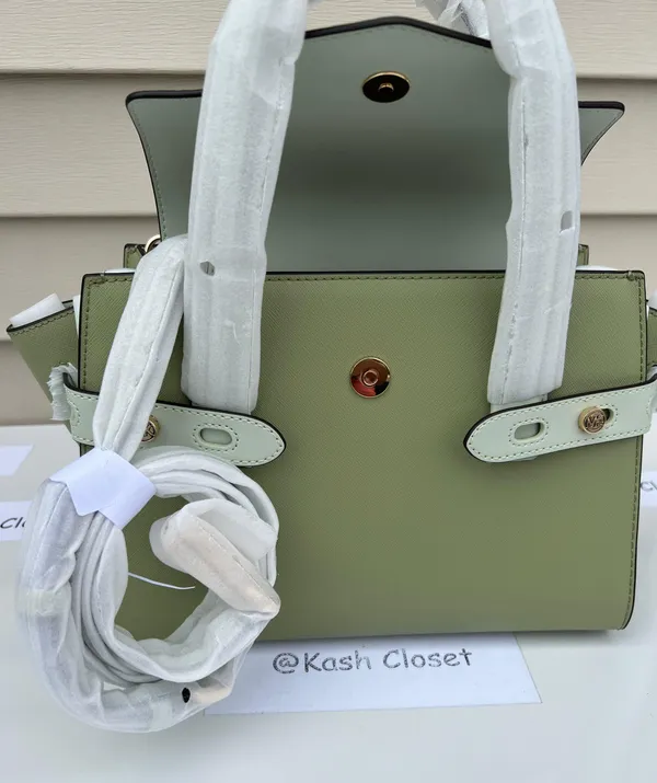 Michael Kors Carmen Medium Flap Satchel -Lt Sage Multi - Image 9