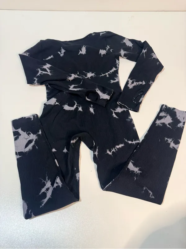 Women's Black Tie-Dye Long-Sleeve Jumpsuit - Image 6
