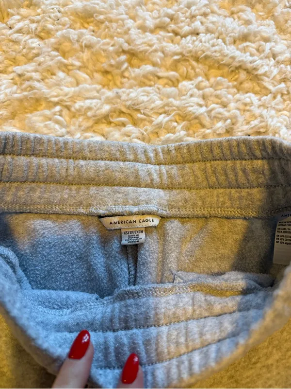 American Eagle Light Gray Wide Leg Sweatpants - Image 3