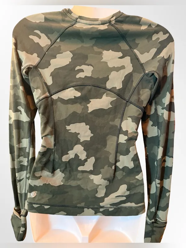 Lululemon It’s Rulu Run Long Sleeve Shirt | Olive Camo | Size 2 - Image 4