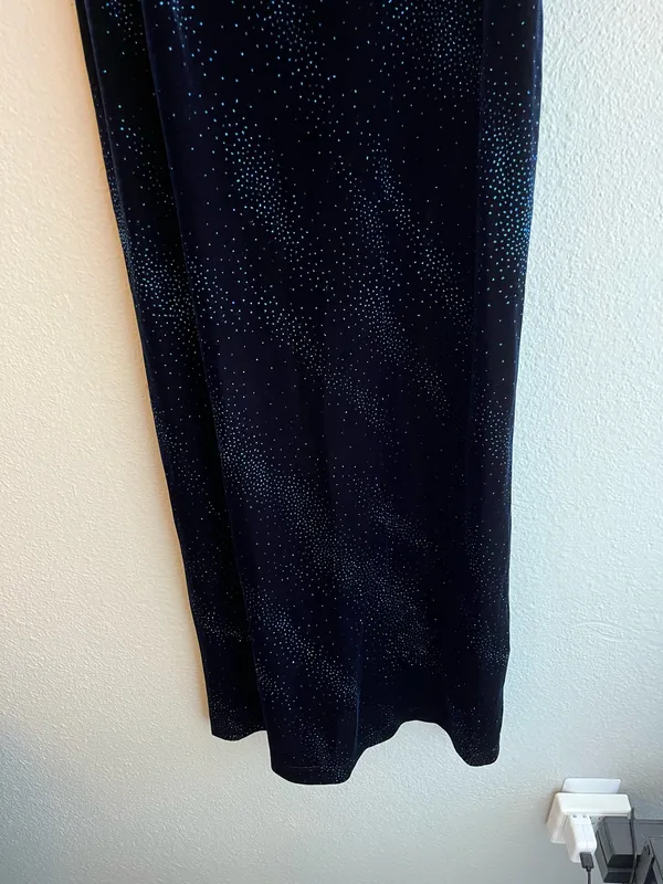 90s Y2K Navy Blue Velvet Formal Dress - Image 5